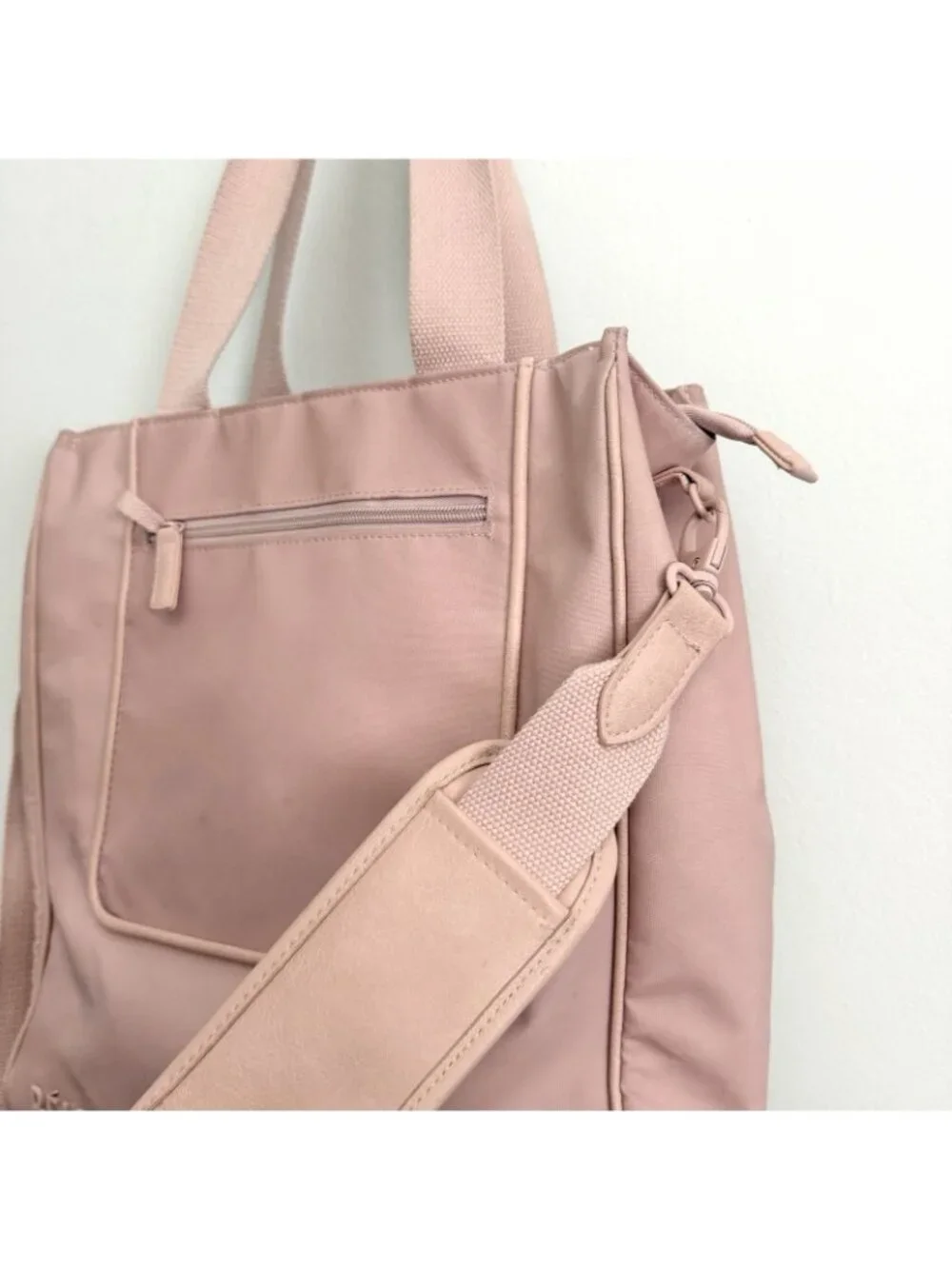 Beis Pink North/South Recycled Polyester Tote Bag Carry-on with Crossbody Strap
